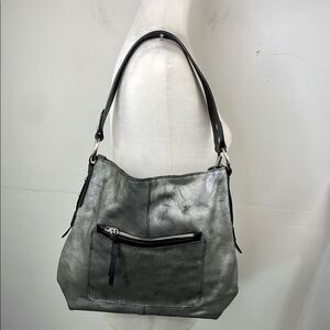 Nino Bossi Thick Leather Strap Metallic Bag leather